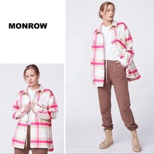 Monrow Women's Vibrant Plaid Utility Jacket